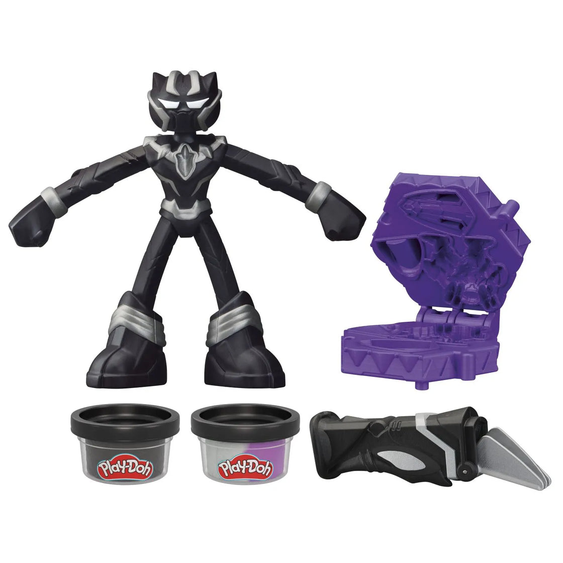 Play-doh marvel figurina flexibila cu accesorii black panther 10cm