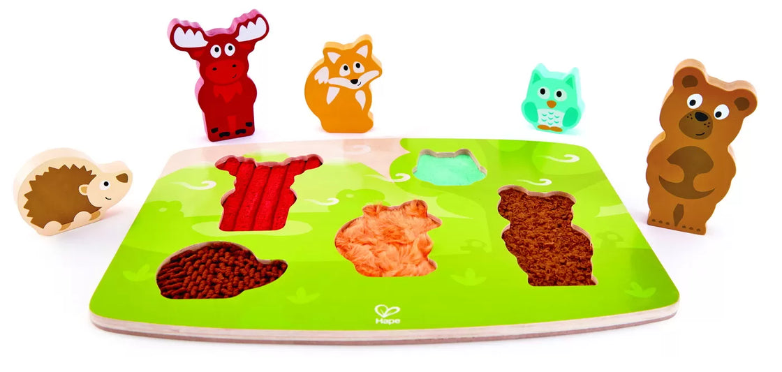 Hape puzlle tactil -  animalele din padure
