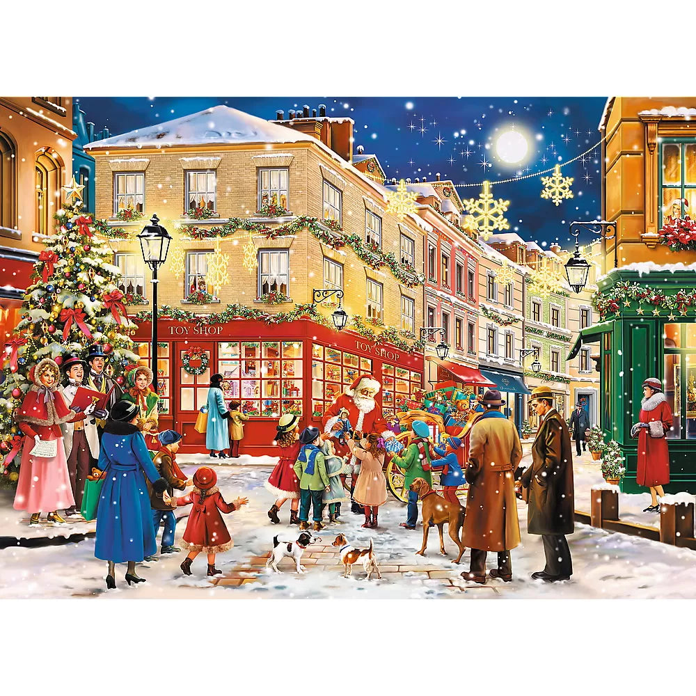 Puzzle trefl din lemn 1000 piese strada pregatita de craciun