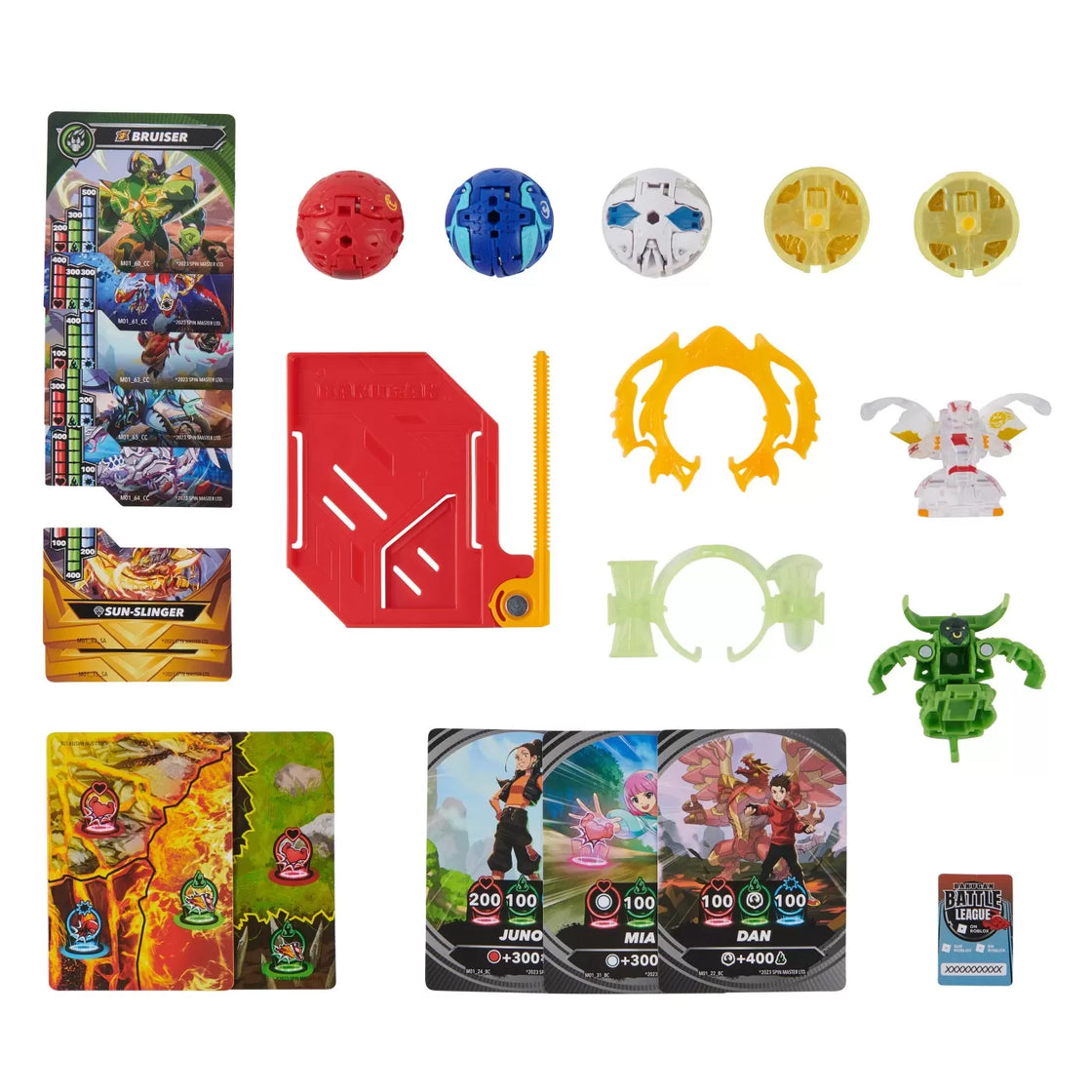 Bakugan set de lupta bruiser, dragonoid, hammerhead, titanium dragonoid si nillious