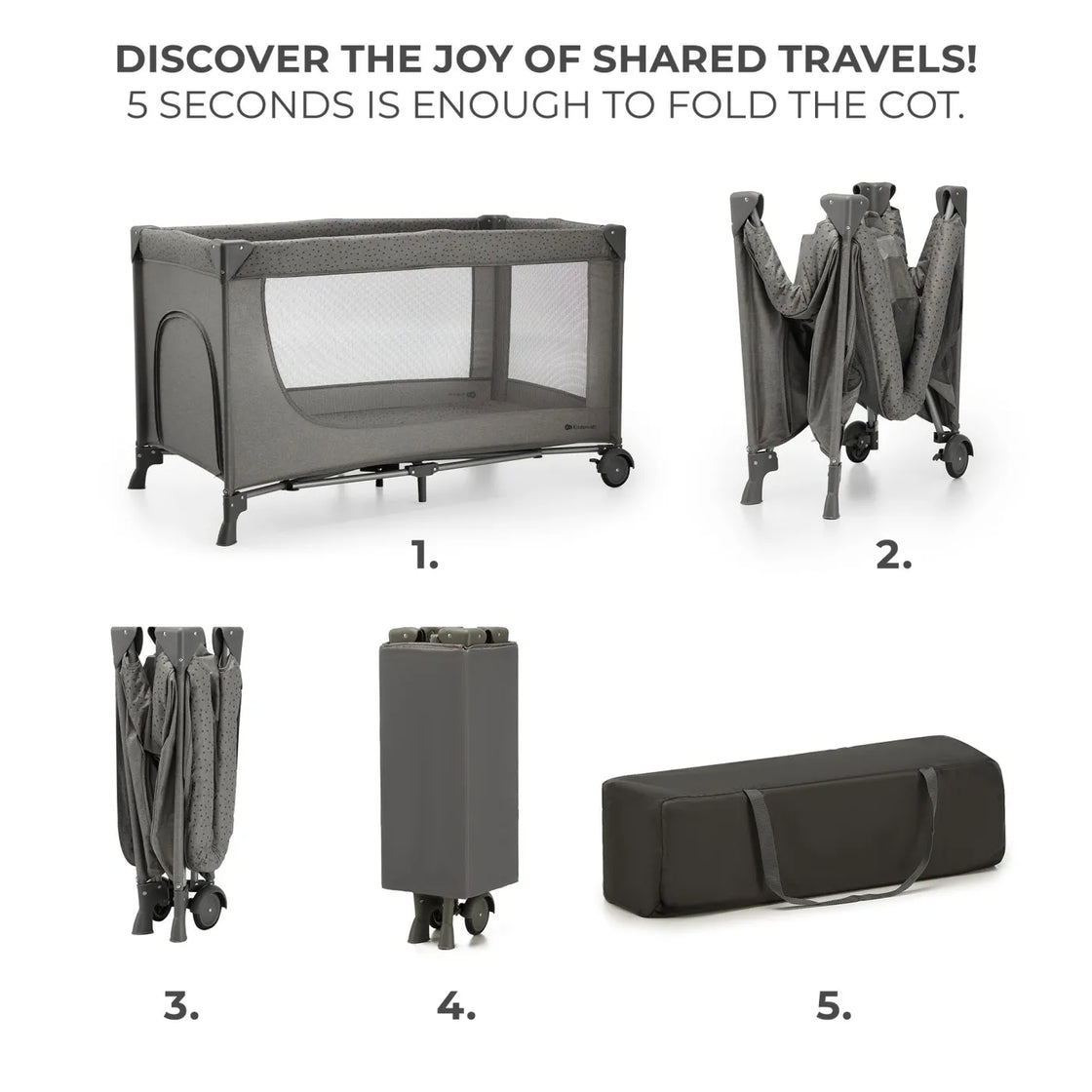 Patut travel kinderkraft joy2, fara accesorii, dark grey