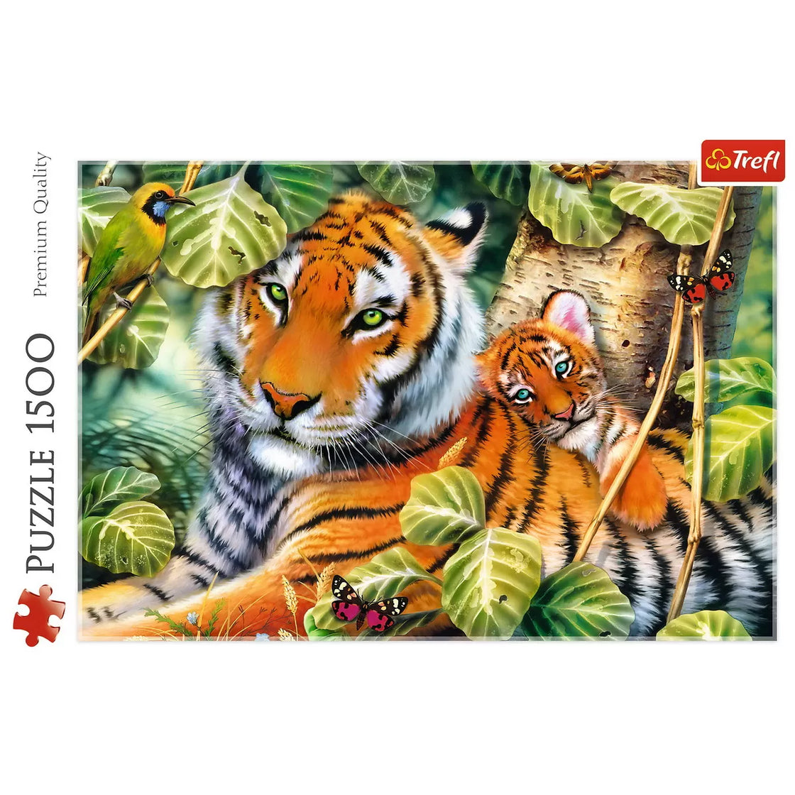 Puzzle trefl 1500 tigri bengalezi in padurea tropicala