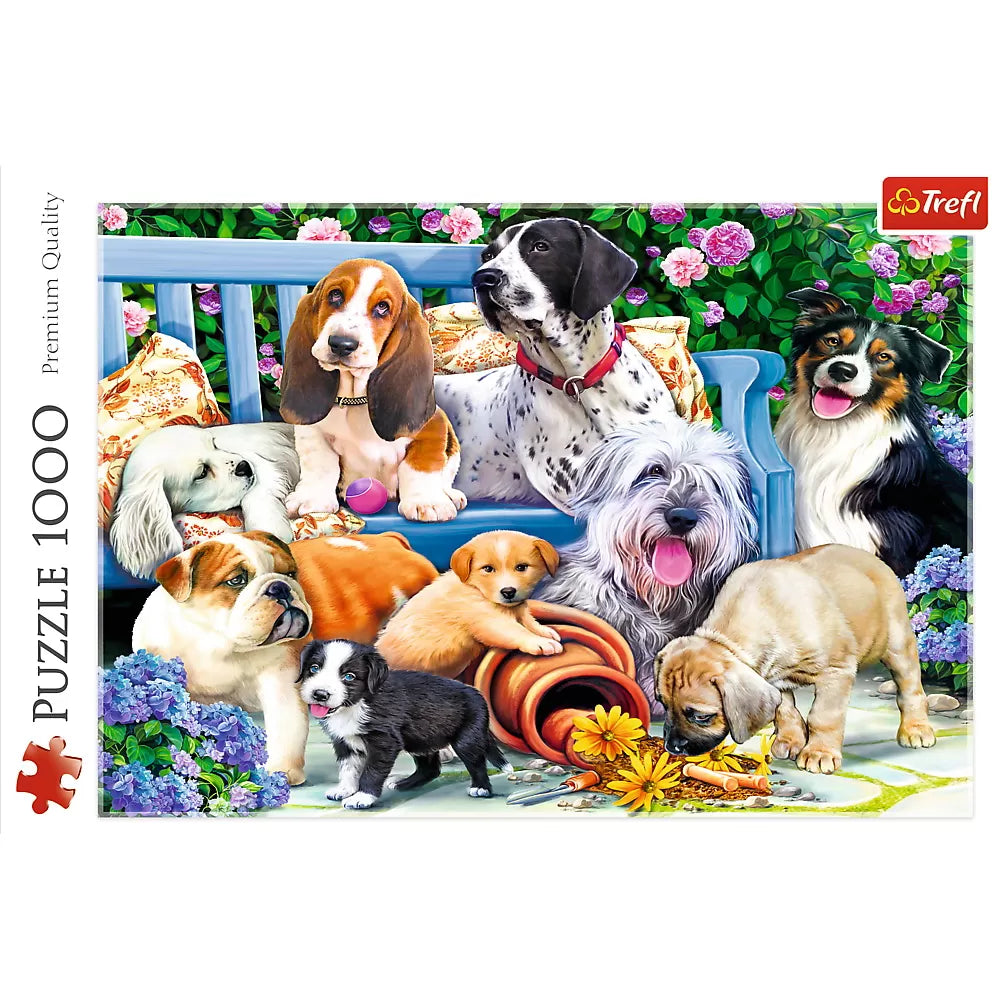 Puzzle trefl 1000 caini in gradina