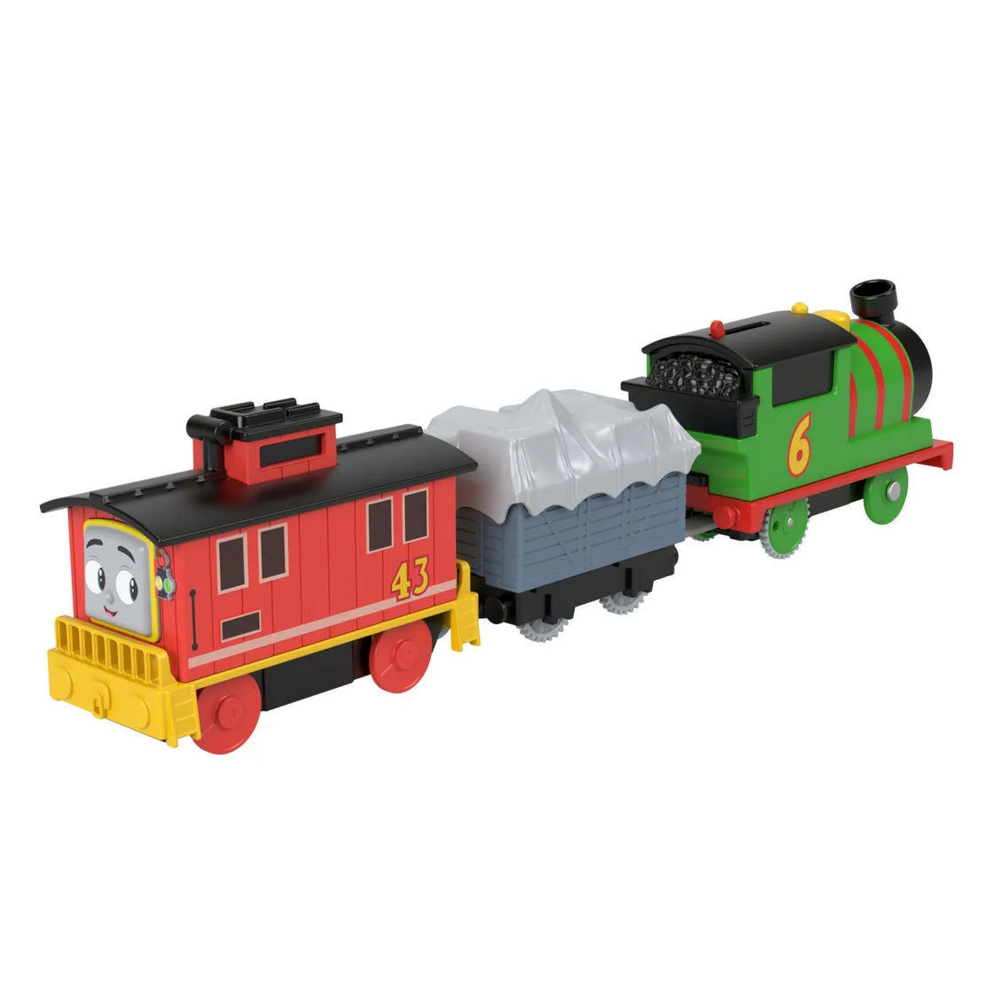 Thomas locomotiva motorizata percy brake car bruno cu 2 vagoane