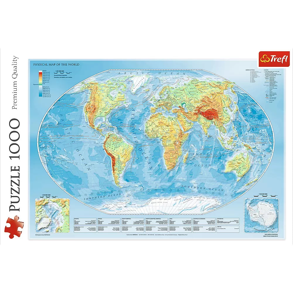 Puzzle trefl 1000 harta fizica a lumii