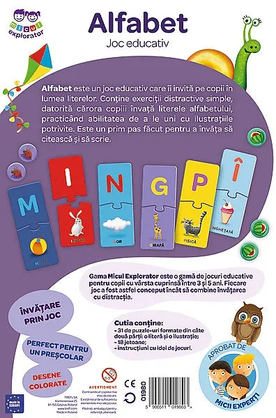 Joc educativ alfabetul micul explorator