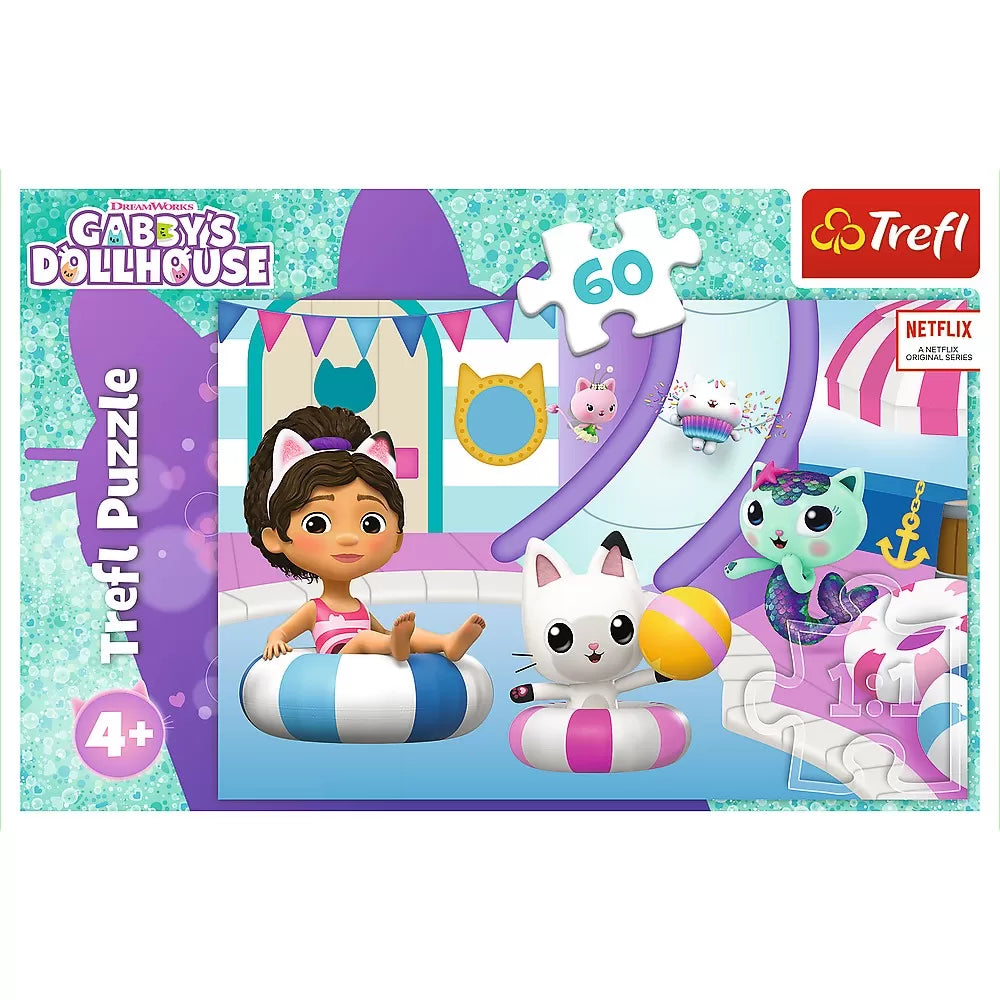 Puzzle trefl 60 gabbys dollhouse gabby la piscina