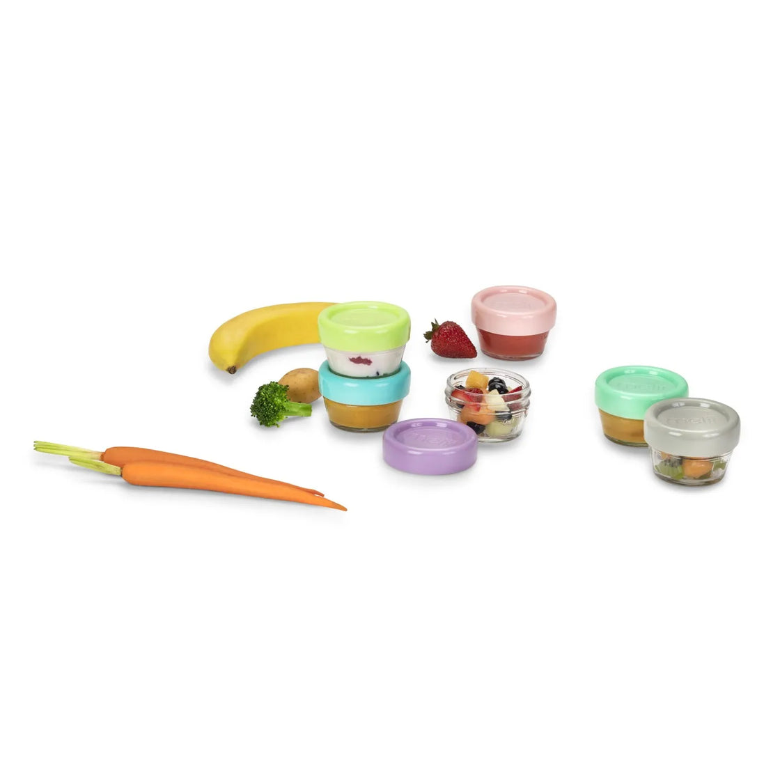 Set 6 recipiente sticla pentru hrana bebe, melii, 59 ml