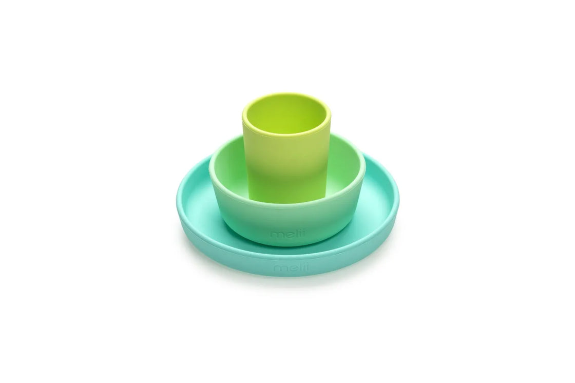 Set 3 recipiente silicon hrana bebe, melii, blue&lime&mint