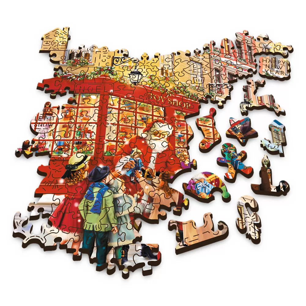 Puzzle trefl din lemn 1000 piese strada pregatita de craciun