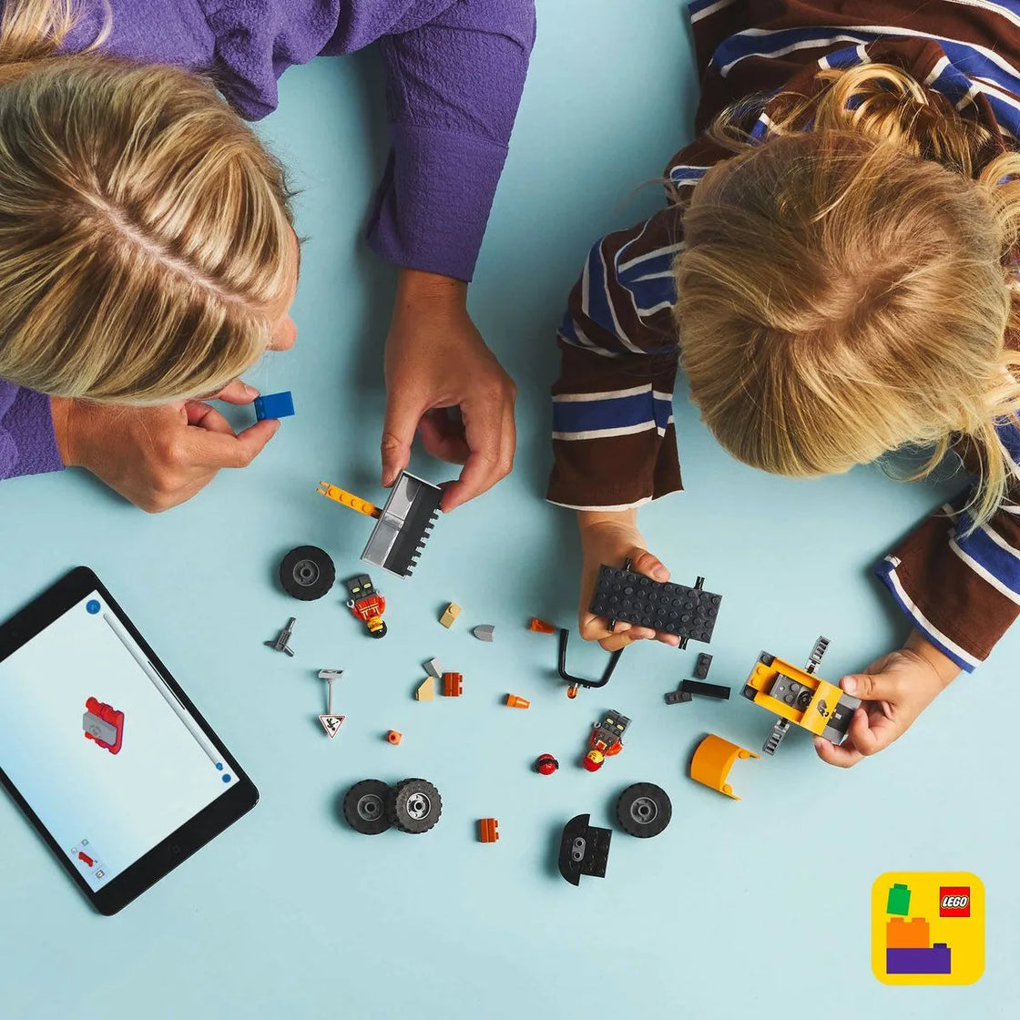 Lego city incarcator pe roti galben pentru constructii 60450