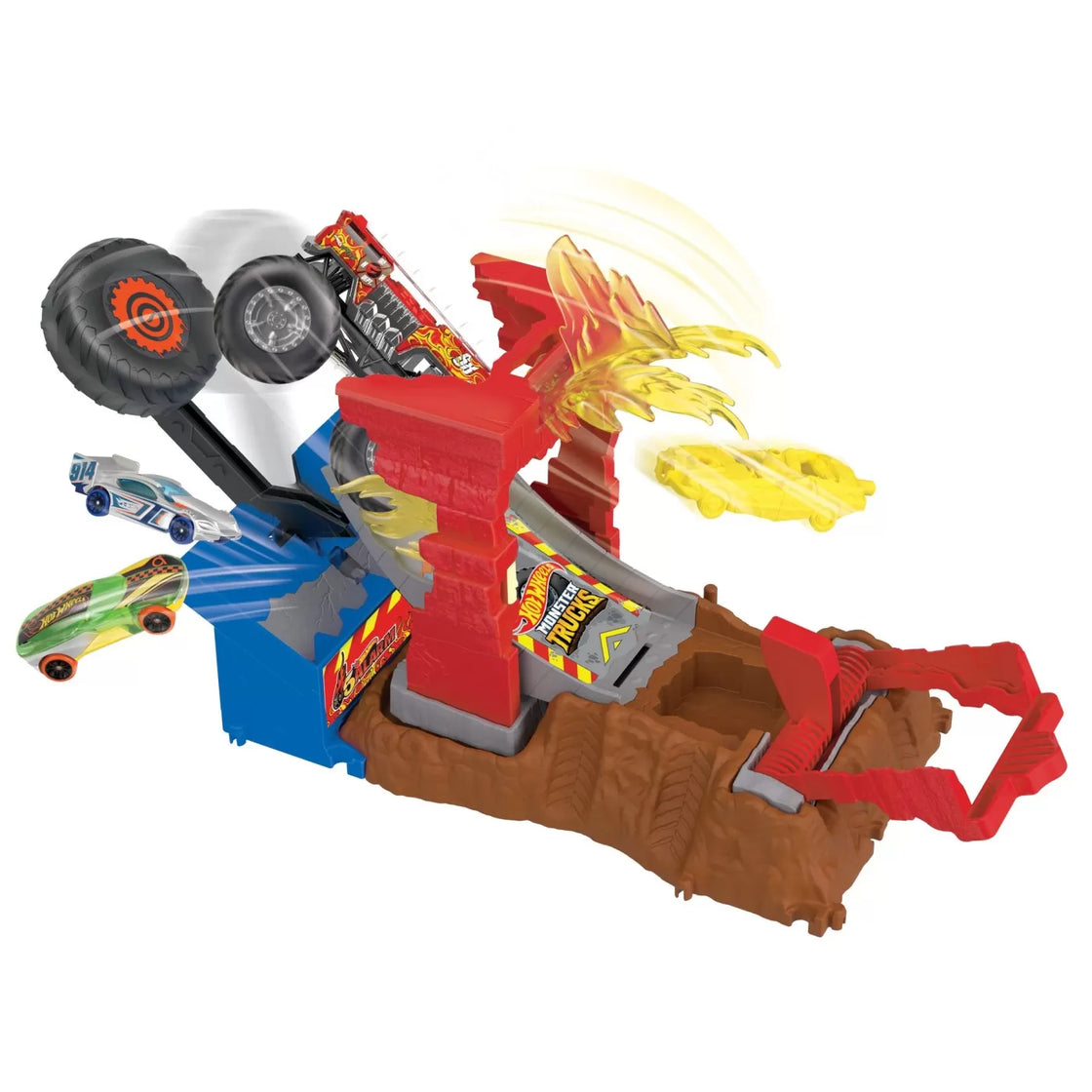 Hot wheels monster trucks entry challenge arena smashers provocarea fire crash