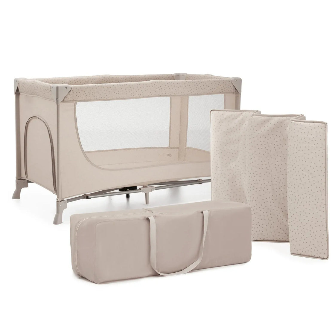 Patut travel kinderkraft joy2, cu accesorii, beige