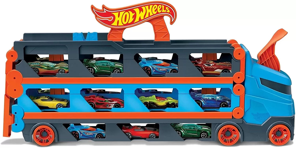 Hot wheels 2 in 1 mega transportator masini pista