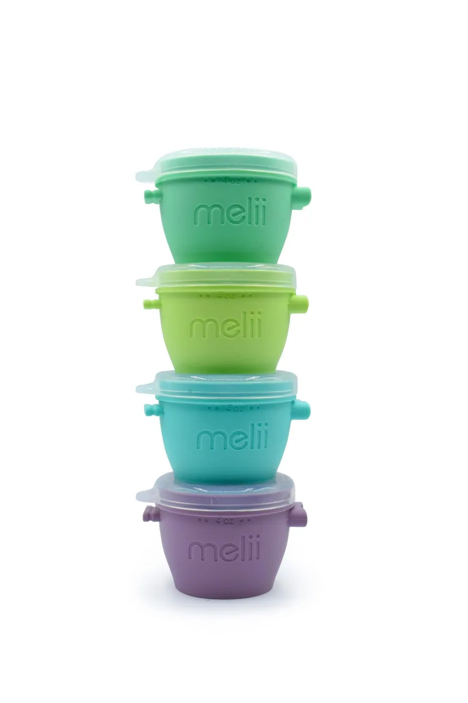 Set 4 recipiente silicon snap&go, melii, 118 ml