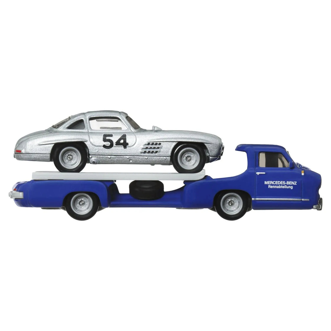 Hot wheels transportator  mercedes-benz 55 blaues wunder cu masinuta mercedes-benz 300 sl scara 1:64