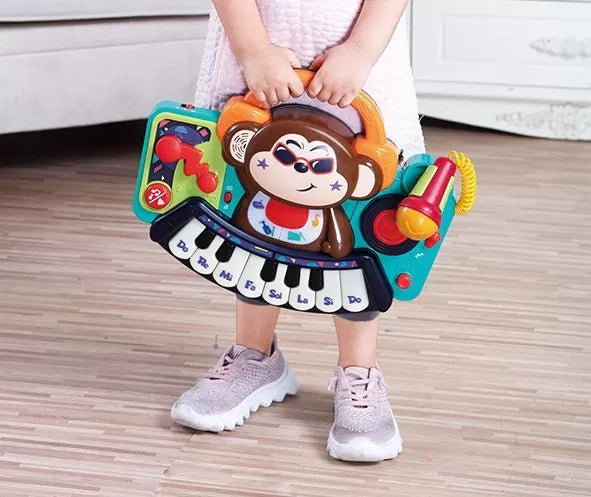 Pianina bebe maimutica dj cu lumini sunete si microfon