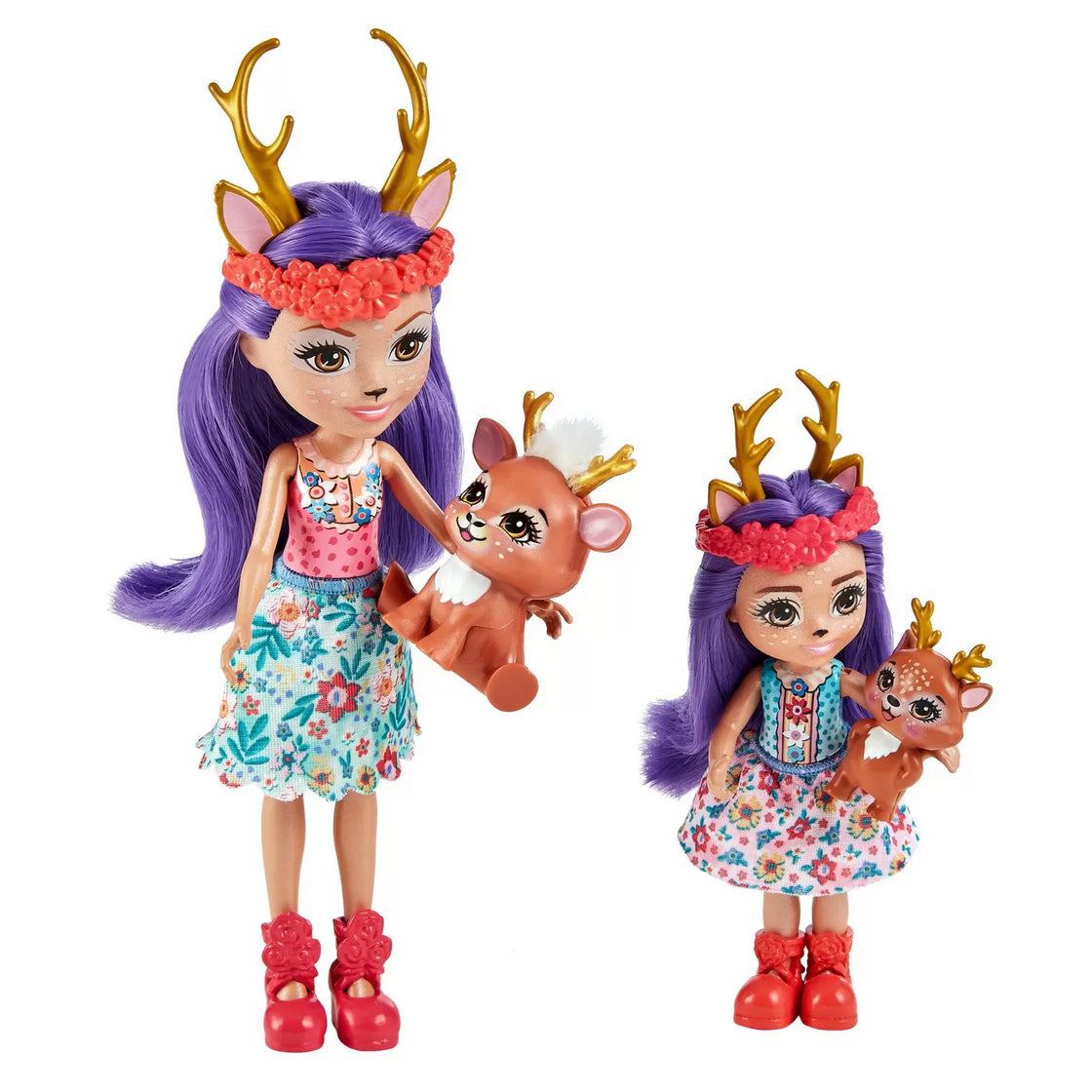 Enchantimals set papusi surori si animalutele lor  danessa deer si sprint si danetta deer si fleet