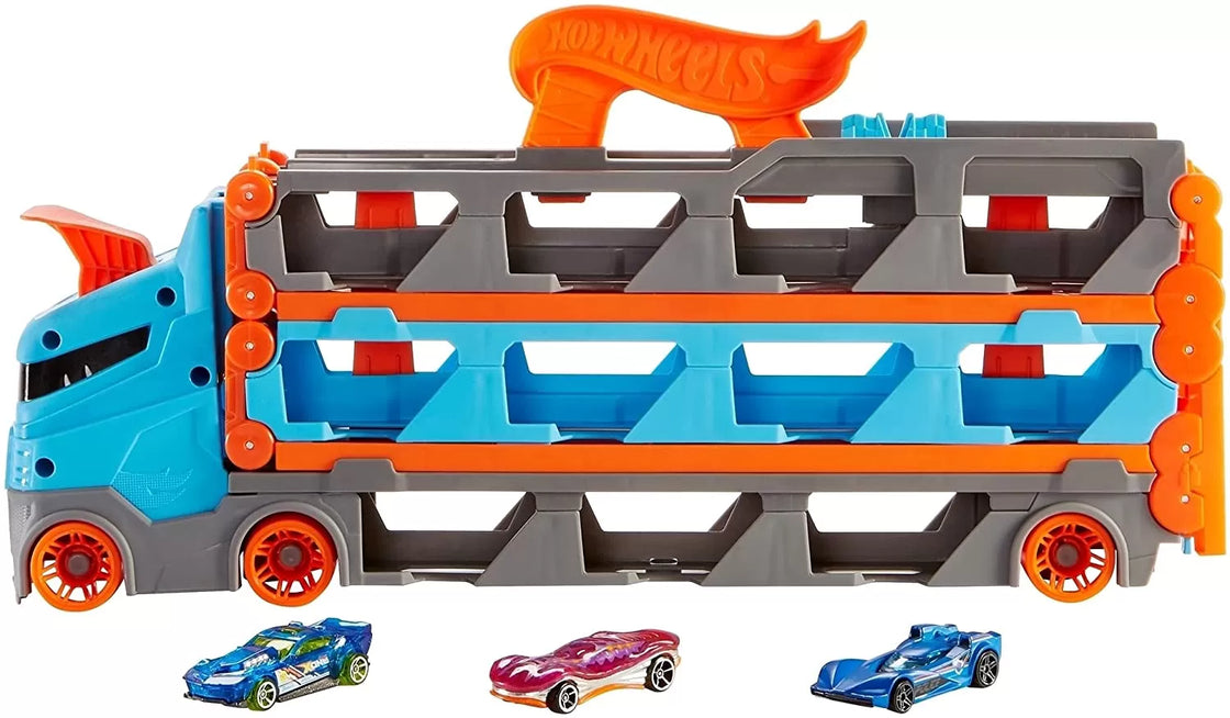 Hot wheels 2 in 1 mega transportator masini pista