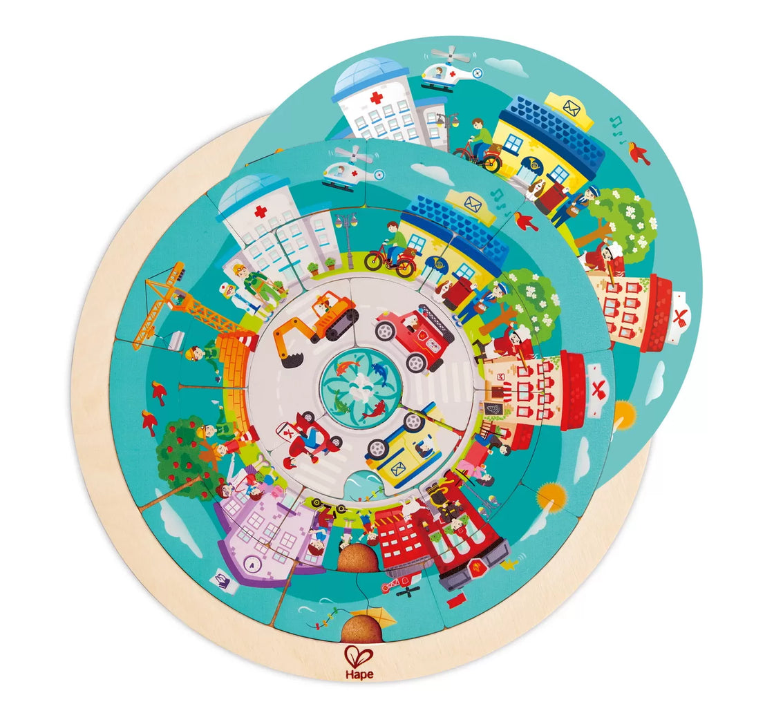 Hape puzzle rotund cu 2 fete