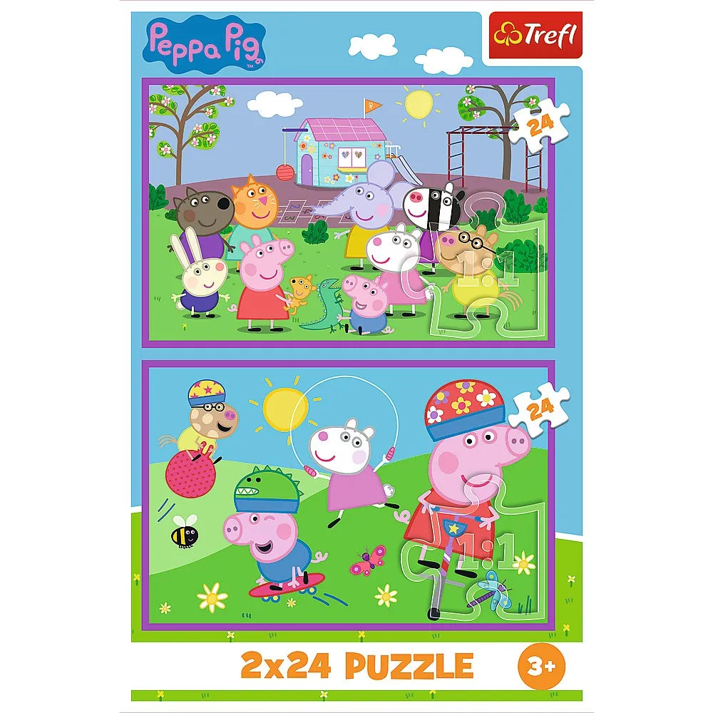 Puzzles 2x24 peppa pig o zi la joaca cu peppa pig