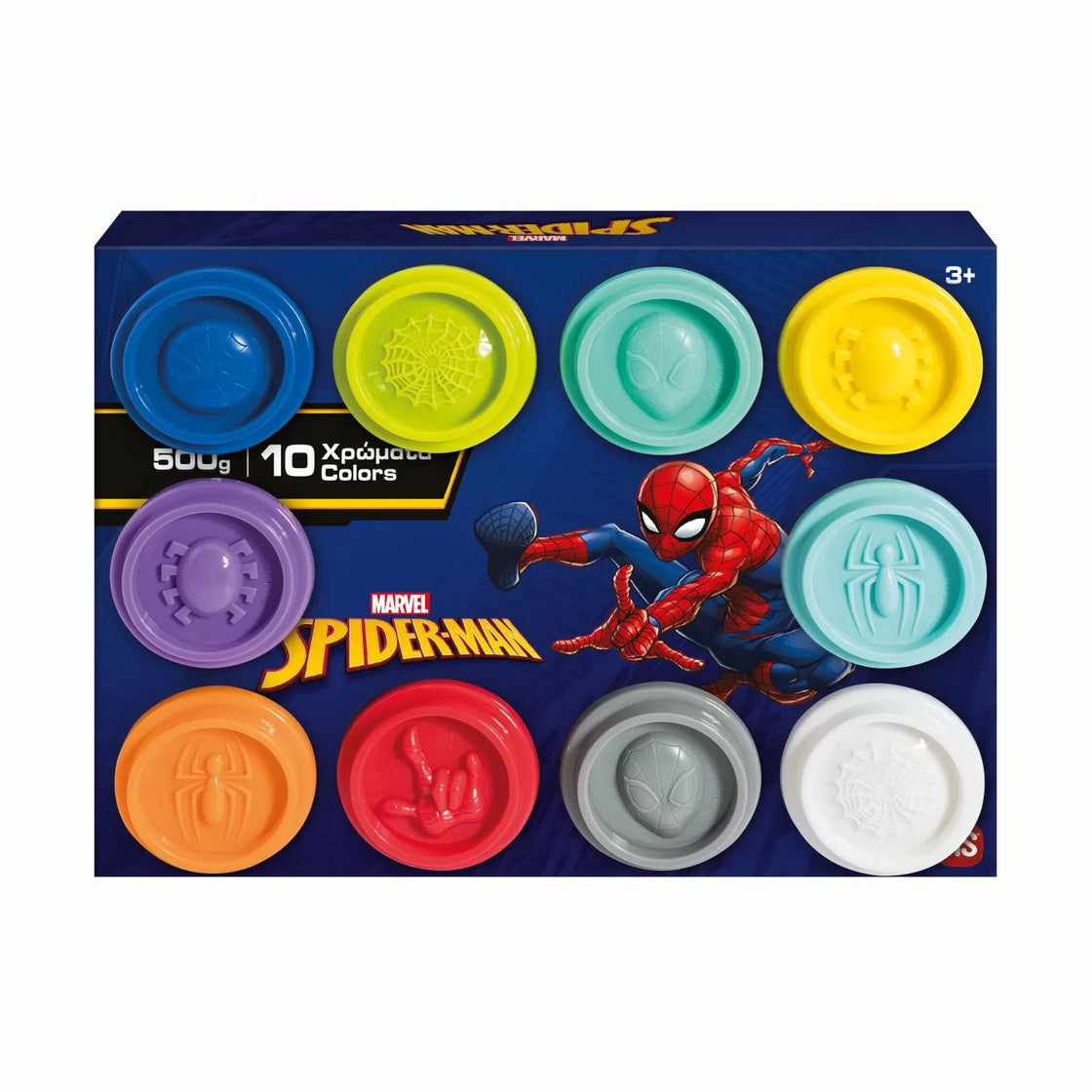 Set 10 borcanase de plastilina spiderman in ambalaj de carton