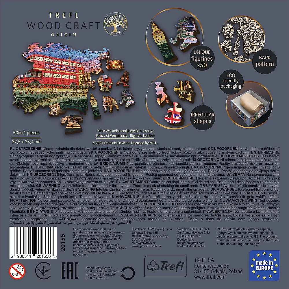 Puzzle trefl din lemn 500+1 obictivele turistice din londra