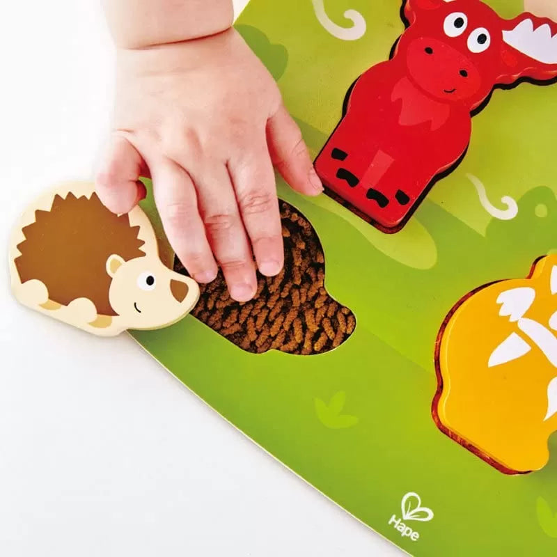 Hape puzlle tactil -  animalele din padure