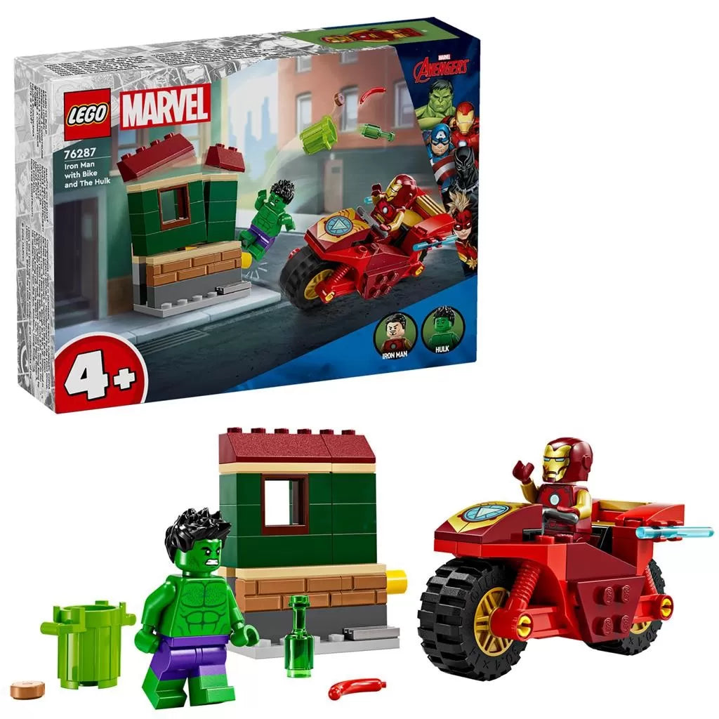 Lego marvel iron man cu motocicleta si hulk 76287