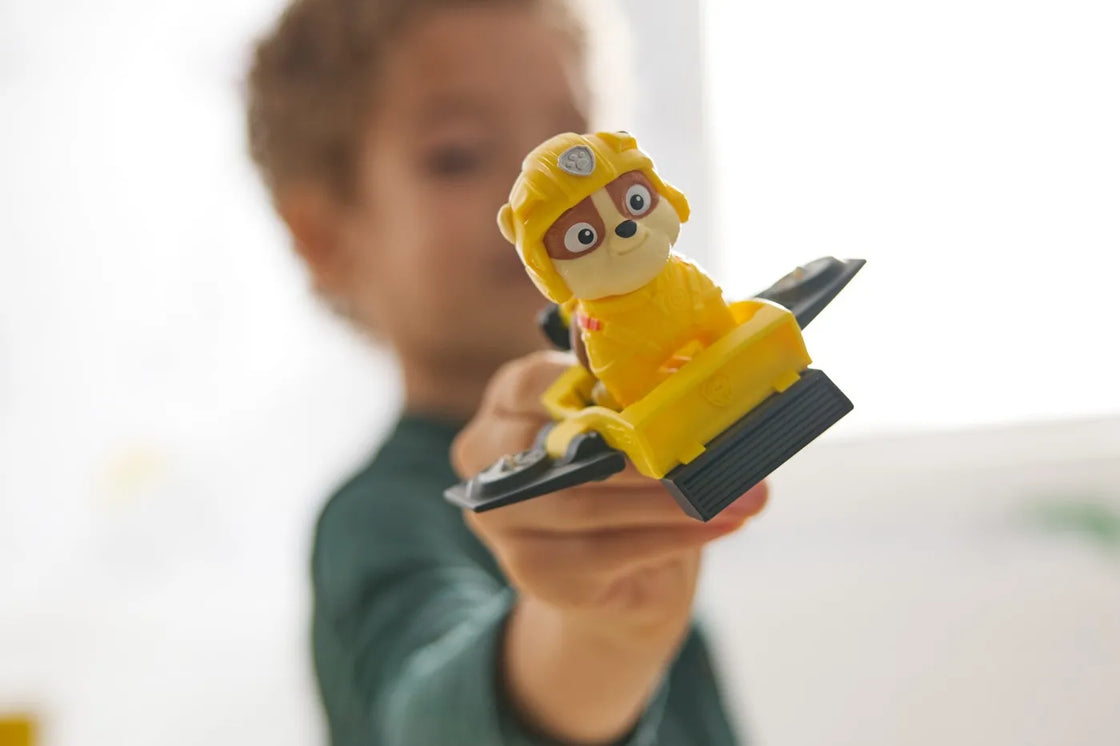 Patrula catelusilor action pups set vehicul de salvare hoverboard si figurina rubble 5 cm