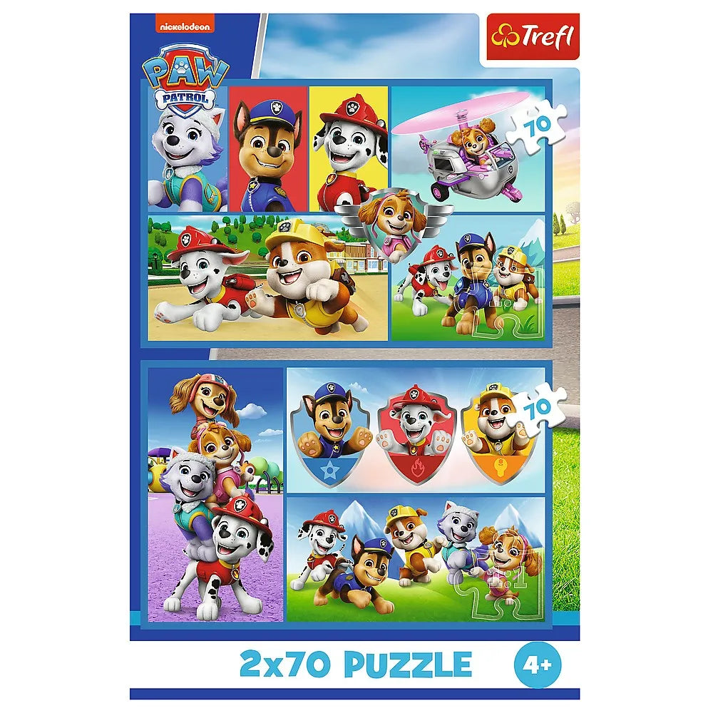 Puzzle trefl 2x70 patrula catelusilor echipa catelusilor