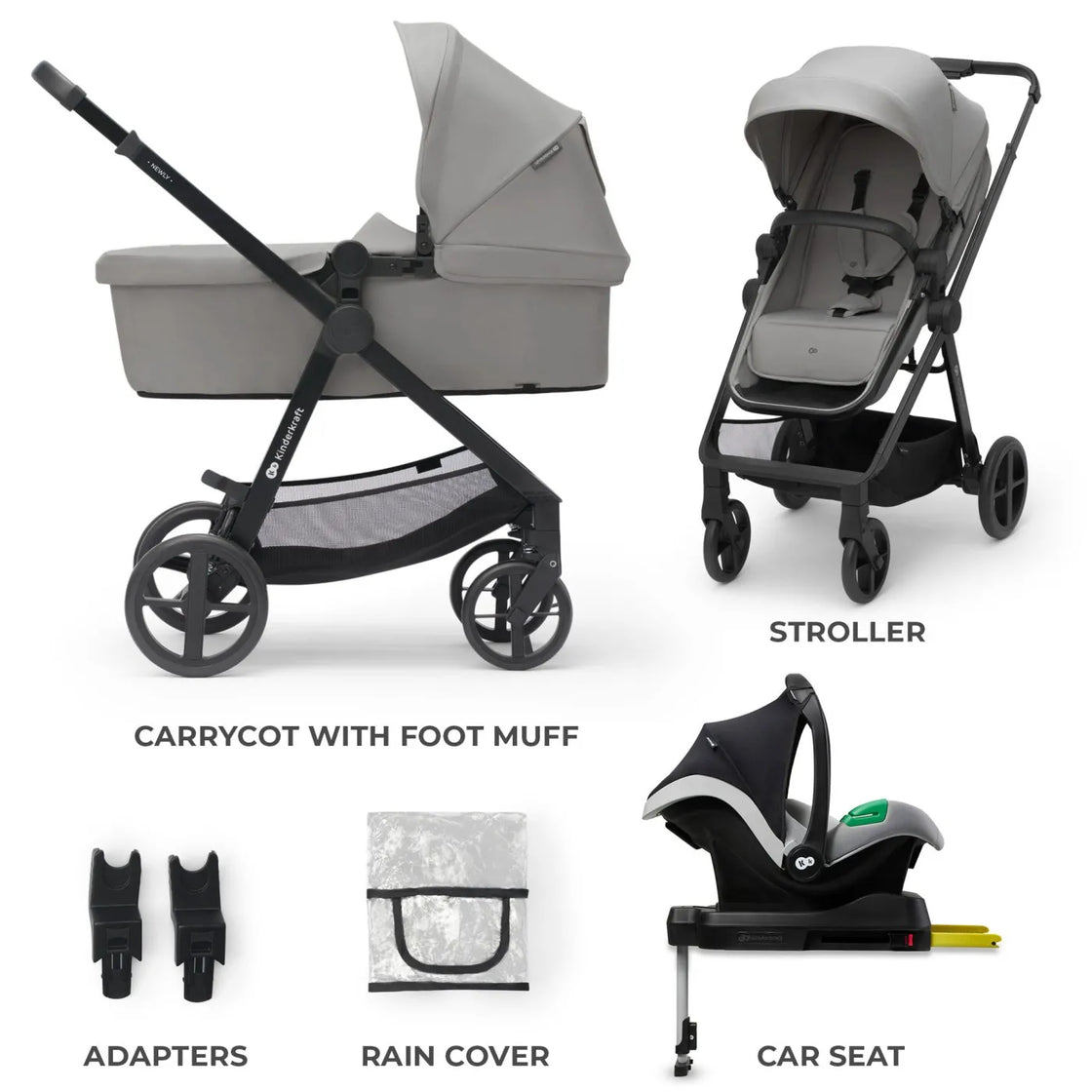 Carucior kinderkraft newly, 4 in 1, moonlight grey