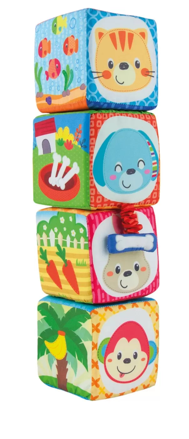 Winfun set 4 cuburi stivuibile din material textil