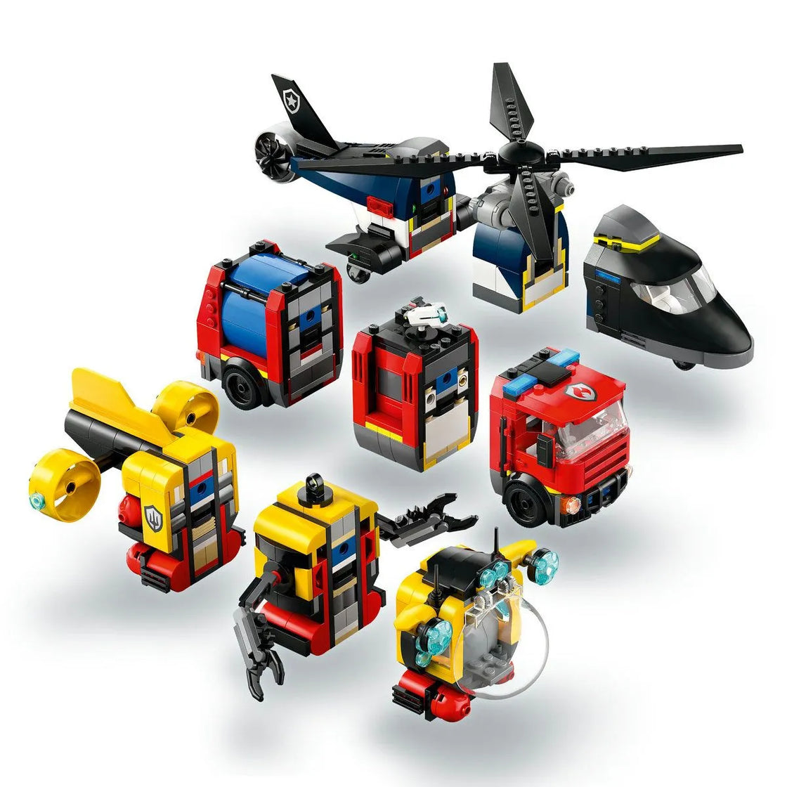 Lego city elicopter, camion de pompieri si submarin remixate 60462