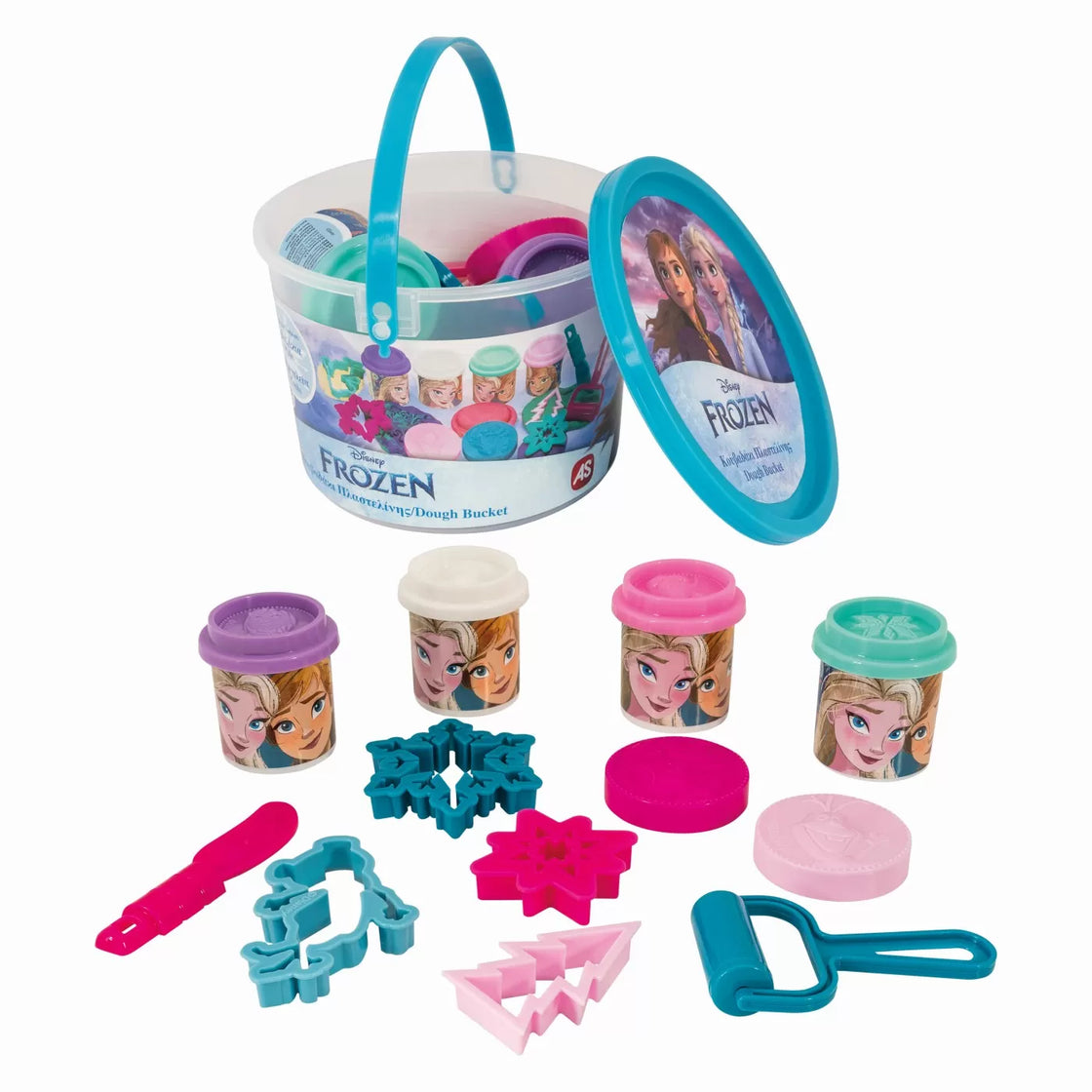 Galetusa cu 4 borcanase de plastilina si accesorii frozen