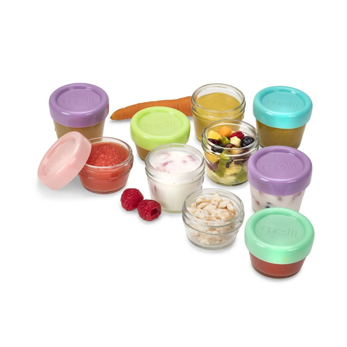 Set 12 recipient sticla pentru hrana bebe, melii, 6*59 ml + 6*118 ml