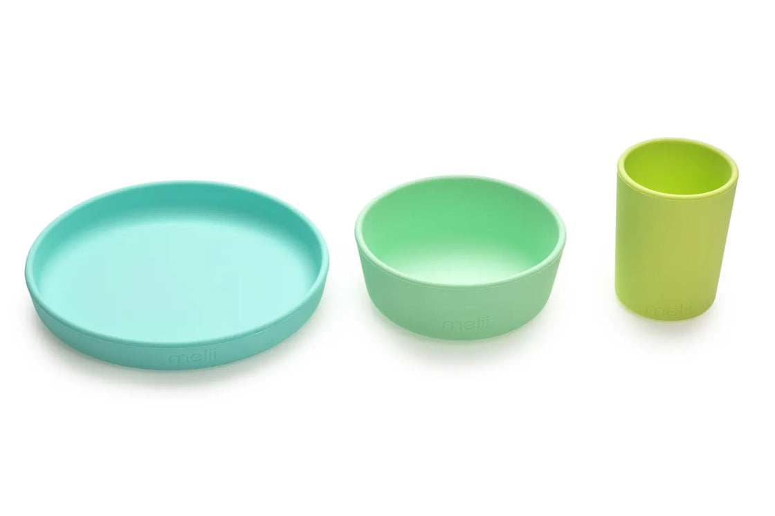 Set 3 recipiente silicon hrana bebe, melii, blue&lime&mint