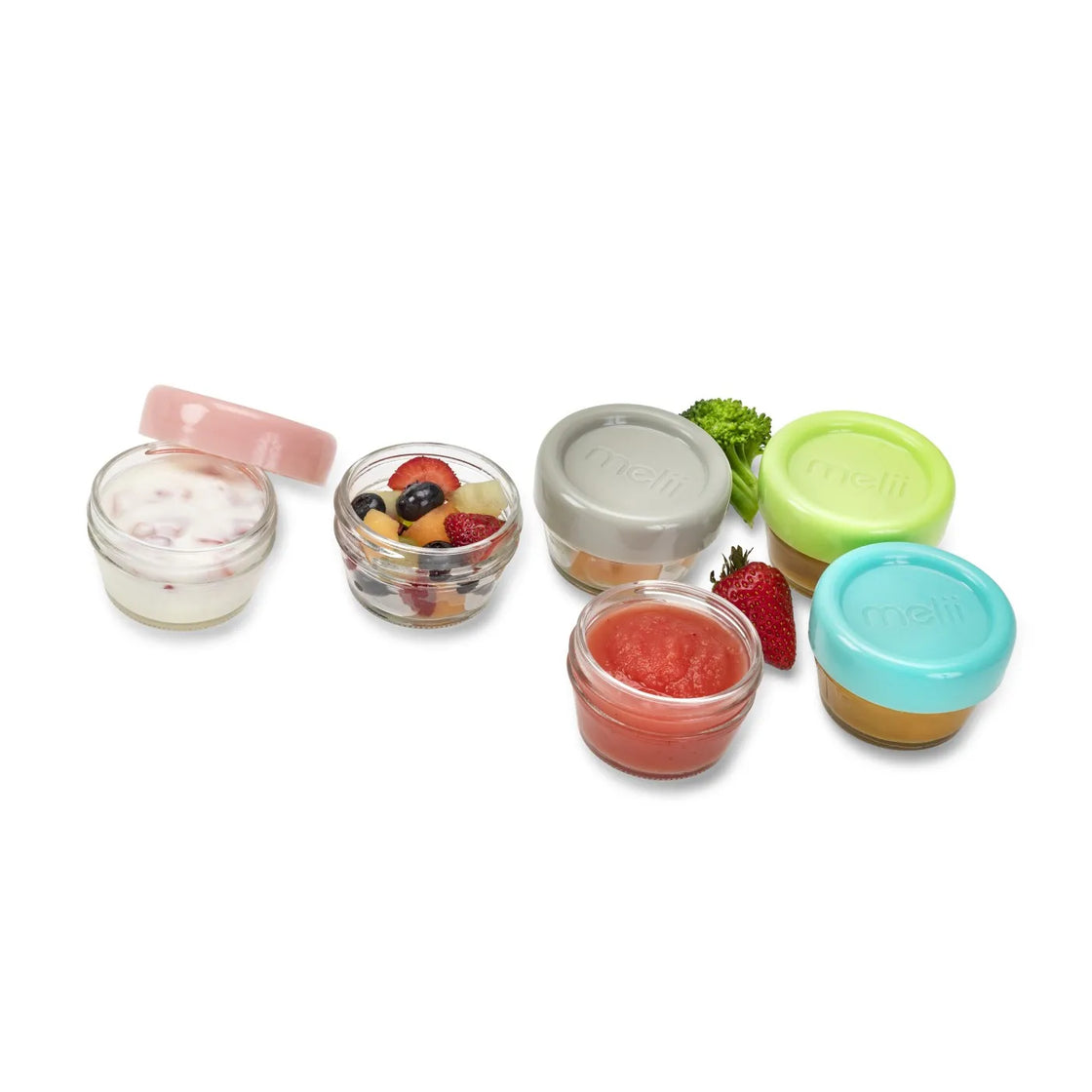 Set 6 recipiente sticla pentru hrana bebe, melii, 59 ml