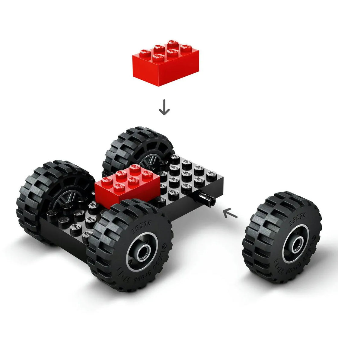Lego city incarcator pe roti galben pentru constructii 60450