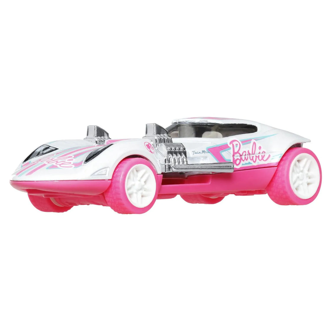 Hot wheels masinuta metalica cu sistem pull back barbie twin mill street power scara 1:43