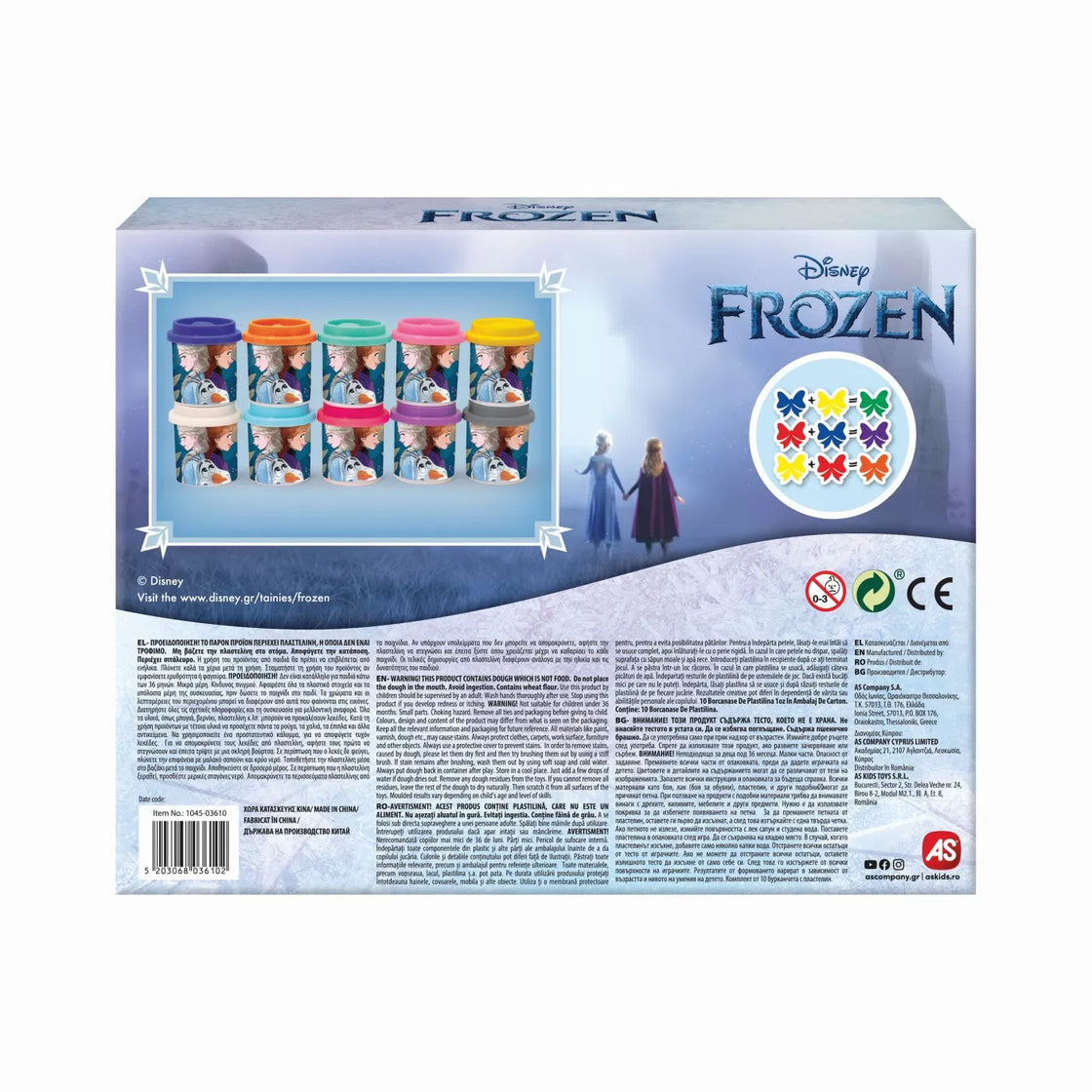 Set 10 borcanase de plastilina frozen in ambalaj de carton