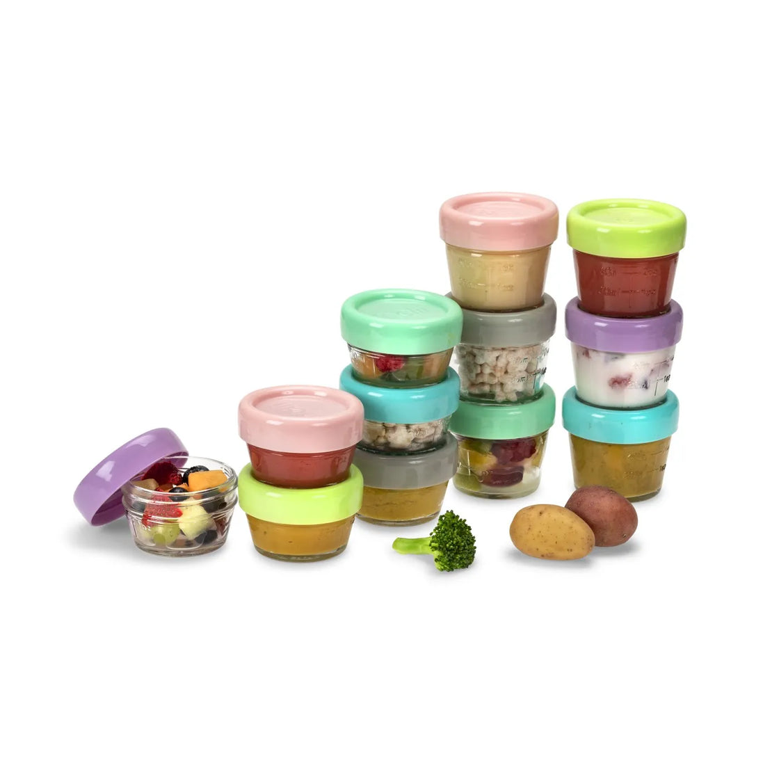Set 12 recipient sticla pentru hrana bebe, melii, 6*59 ml + 6*118 ml