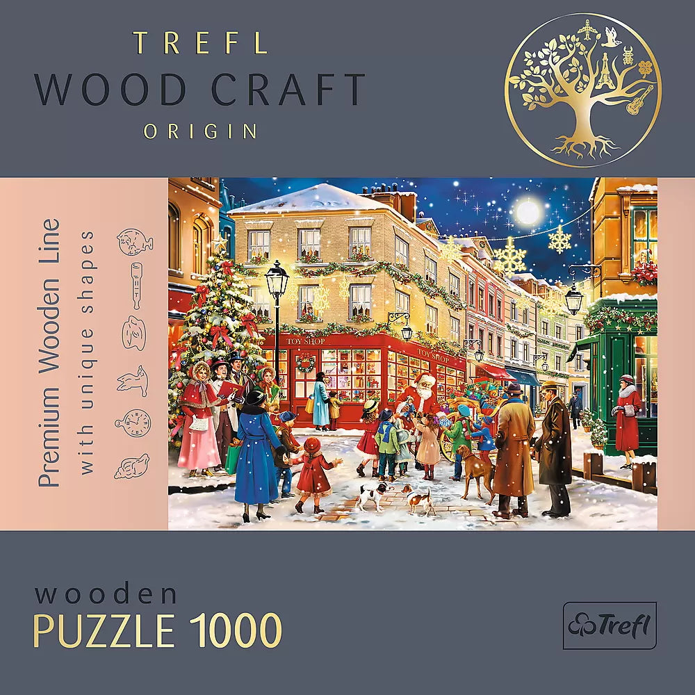 Puzzle trefl din lemn 1000 piese strada pregatita de craciun