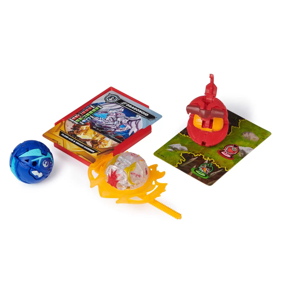Bakugan set de lupta bruiser, dragonoid, hammerhead, titanium dragonoid si nillious