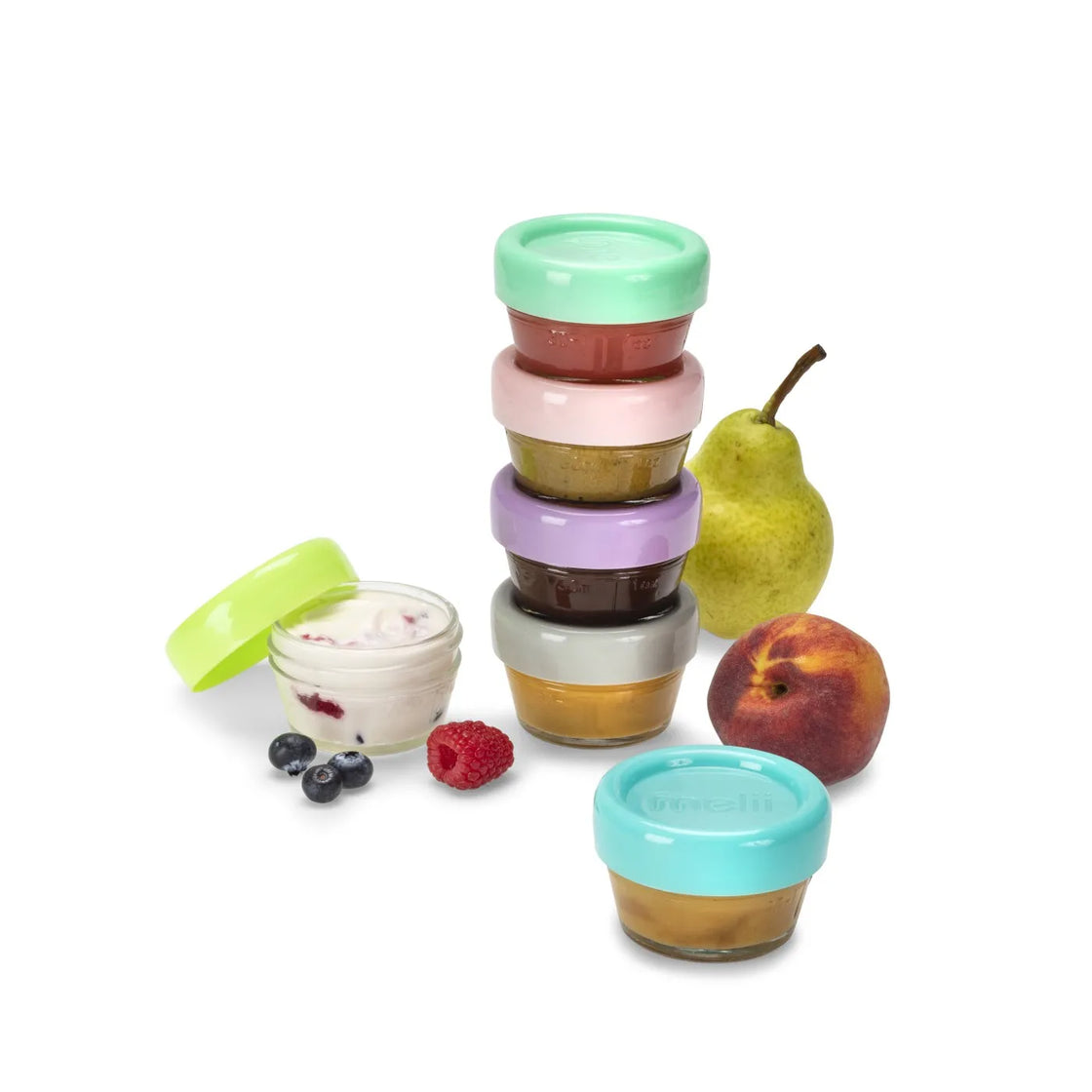 Set 6 recipiente sticla pentru hrana bebe, melii, 59 ml