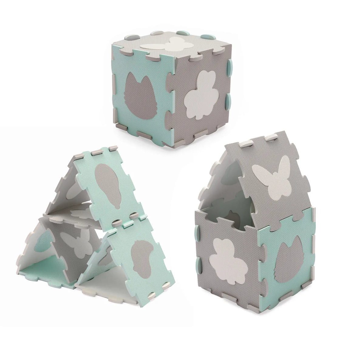 Covoras de joaca kinderkraft luno shapes, puzzle 3d, spuma, mint