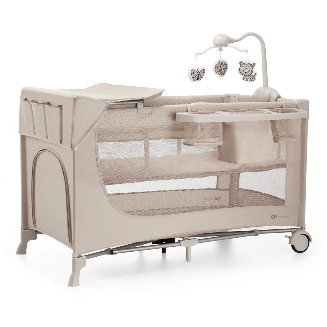 Patut travel kinderkraft joy2, cu accesorii, beige
