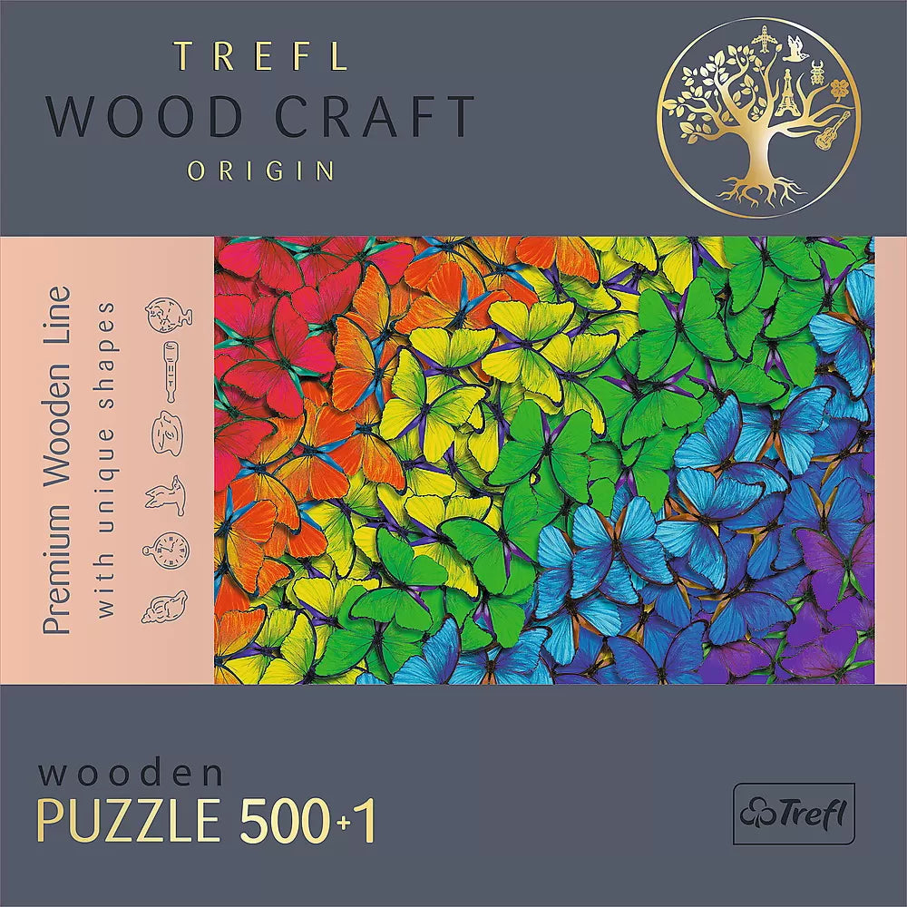 Puzzle trefl din lemn 500+1 piese fluturasii colorati