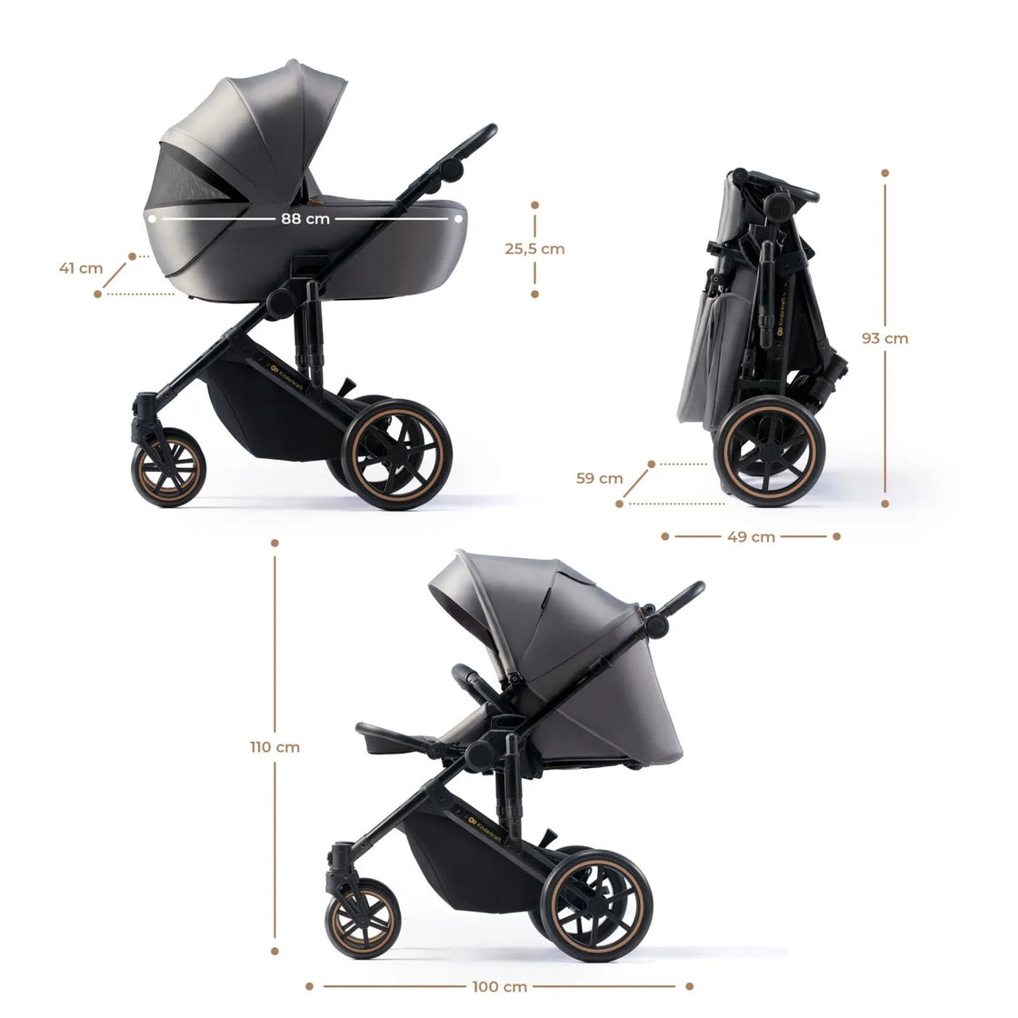 Carucior 3 in 1 kinderkraft prime 2 3in1 mink pro grey