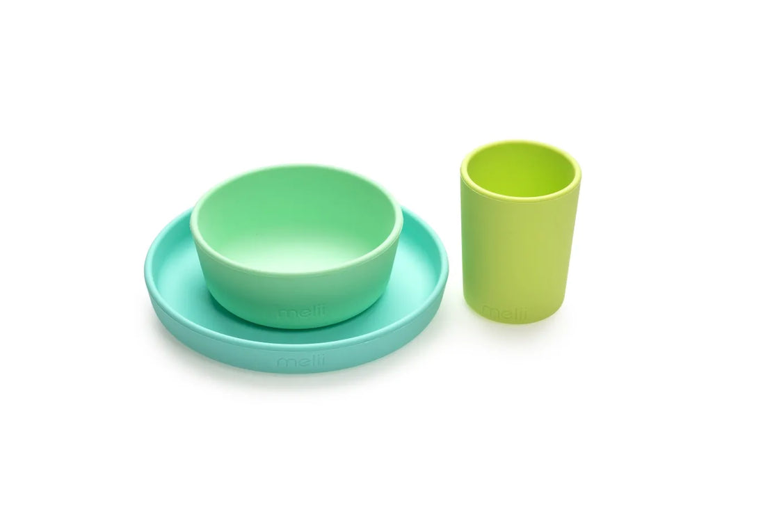 Set 3 recipiente silicon hrana bebe, melii, blue&lime&mint